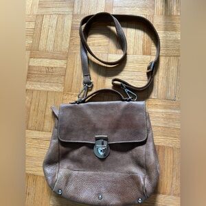 Roots Brown Leather Crossbody Bag